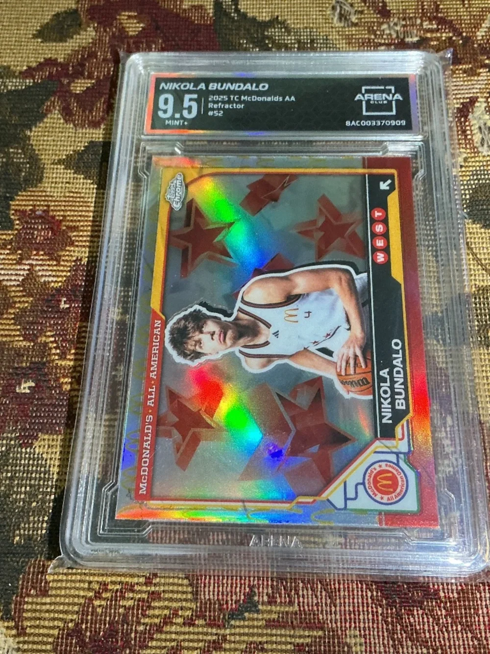 Nikola Bundalo 2025 TC McDonalds basketball AA #52 Refractor Graded Arena 9.5